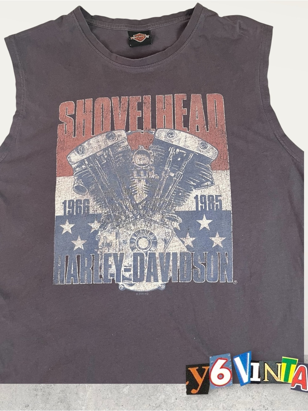 Extra Large Harley-Davidson Dark Gray and Orange Shield Logo Tank top